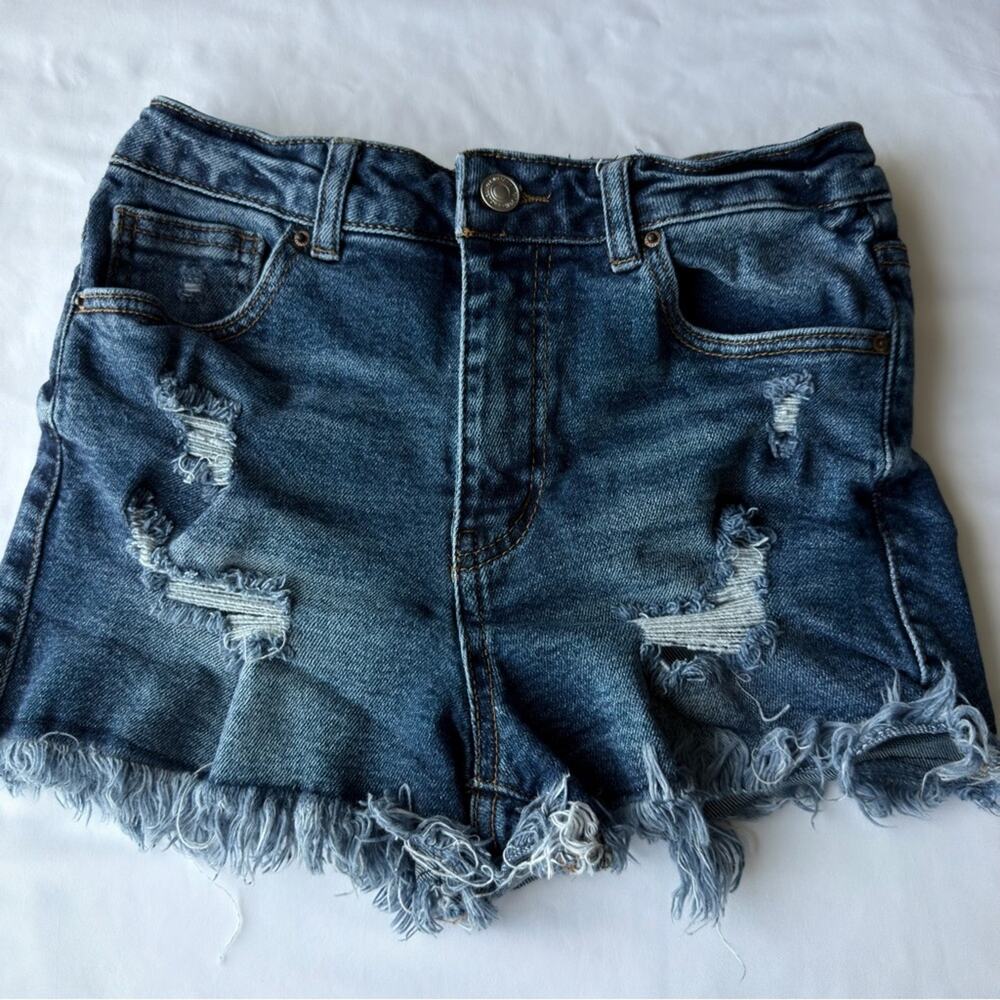Wax Jean Distressed Blue Denim Shorts Women’s Size Medium